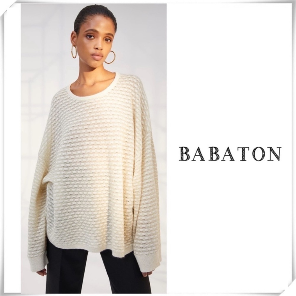 BABATON Balboa Sweater Crew-neck Metallic Sweater in Giselle Cream Gold Size XS